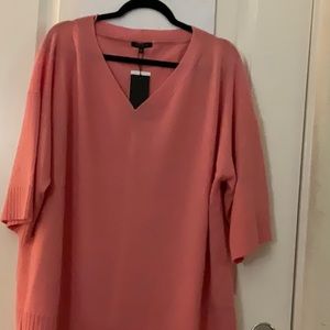 LAFAYETTE 148 NEW YORK PINK SALT100% cashmere oversized V-neck